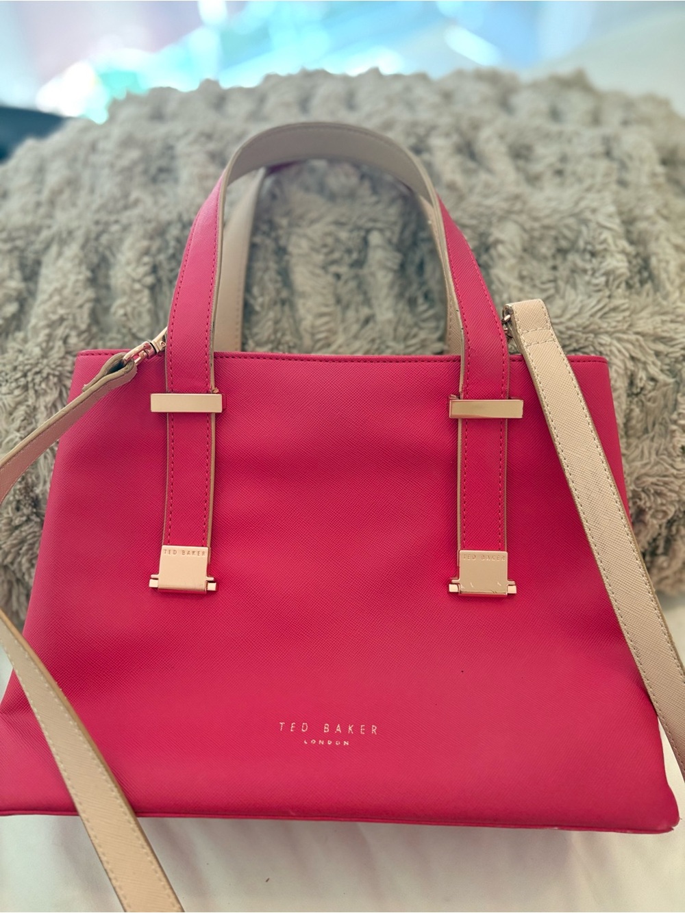 Ted Baker London Pink Structured Tote Shoulder Bag Rose Gold